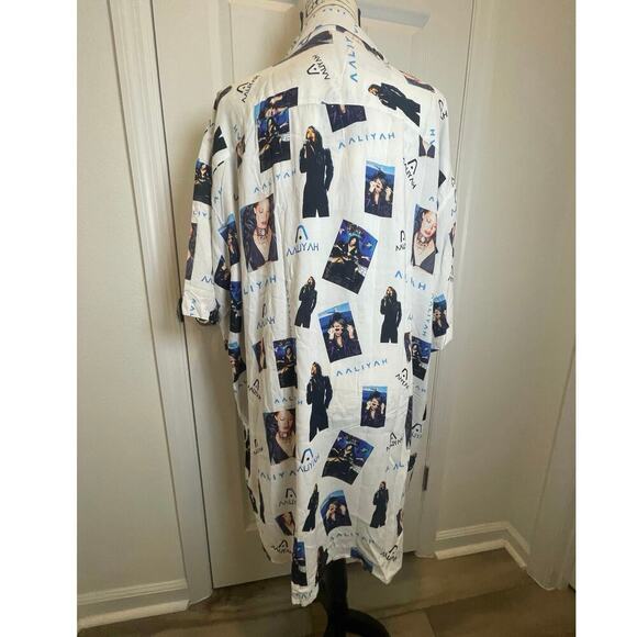 AALIAH BUTTON DOWN SHIRT SZ XXL PRINCESS OF R&B HIP HOP AALIAH PRINT ALL OVER - Picture 6 of 16